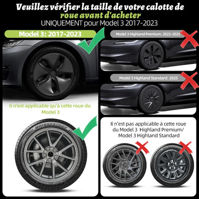 Enjoliveurs 18 Pouces Tesla Model 3 2017-2023 - vue arrière - Becquet Voiture