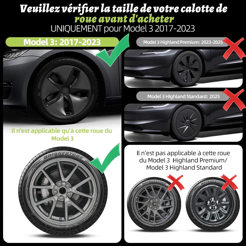 Enjoliveurs 18 Pouces Tesla Model 3 2017-2023 - vue arrière - Becquet Voiture