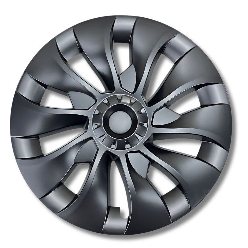 Enjoliveurs Rouges Tesla Model 3 / Y Noir Mat 18 - vue de face - Becquet Voiture