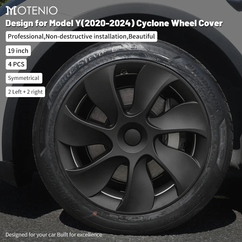 Enjoliveurs Style Cyclone Tesla Model Y 19 Pouces 2020-2024 - vue de face - Becquet Voiture