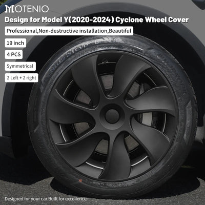 Enjoliveurs Style Cyclone Tesla Model Y 19 Pouces 2020-2024 - vue de face - Becquet Voiture