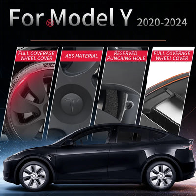 Enjoliveurs Tesla Model Y 19 Pouces 2020-2024 (Lot de 4) - installé sur véhicule - Becquet Voiture