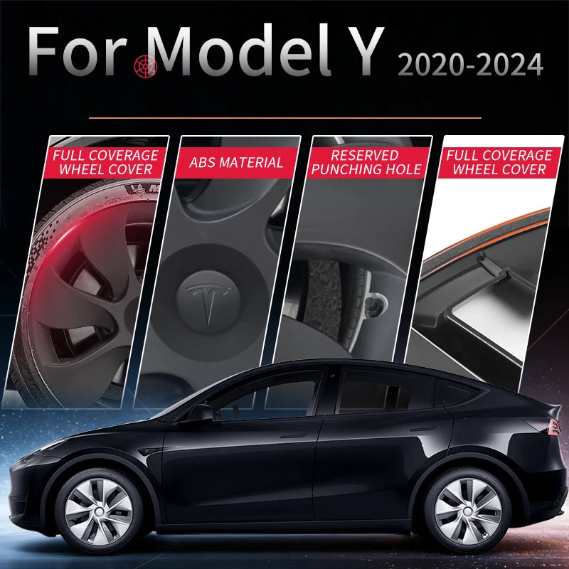 Enjoliveurs Tesla Model Y 19 Pouces 2020-2024 (Lot de 4) - installé sur véhicule - Becquet Voiture