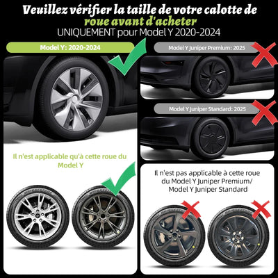 Enjoliveurs Tesla Model Y 19 Pouces 2020-2024 (Lot de 4) - vue arrière - Becquet Voiture