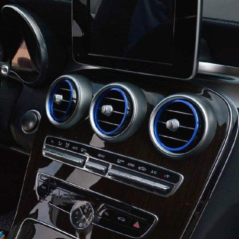 Entourages grilles climatisation Mercedes Classe C W205 - Rouge Bleu - packshot studio - Becquet Voiture
