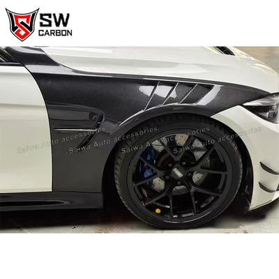 Évents de Garde-Boue Avant Carbone BMW F80 M3 F82 M4 - installé sur véhicule - Becquet Voiture