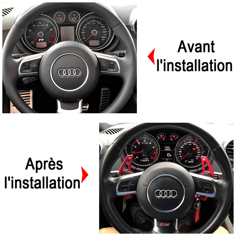 Extension palette au volant Audi aluminium - installé sur véhicule - Becquet Voiture