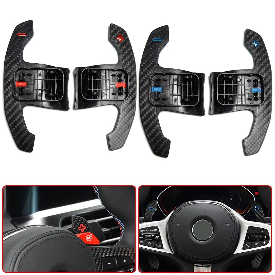 Extension palette au volant carbone BMW Série M Sport - vue de face - Becquet Voiture