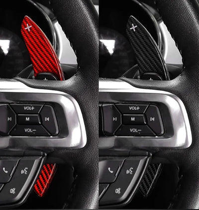 Extension palette au volant carbone Ford mustang - installé sur véhicule - Becquet Voiture
