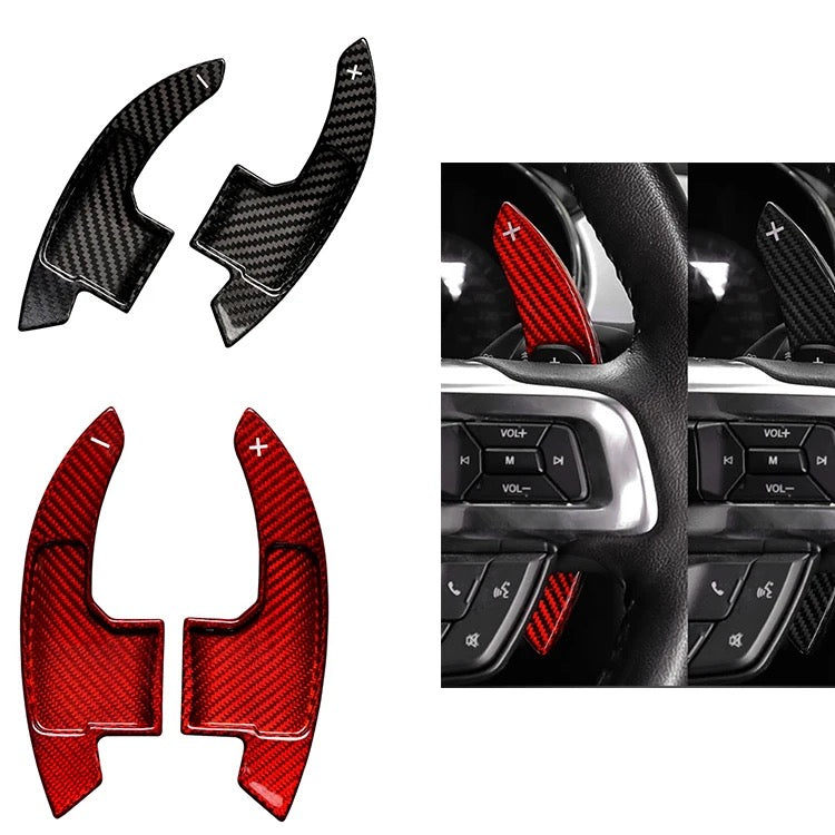 Extension palette au volant carbone Ford mustang - vue de face - Becquet Voiture