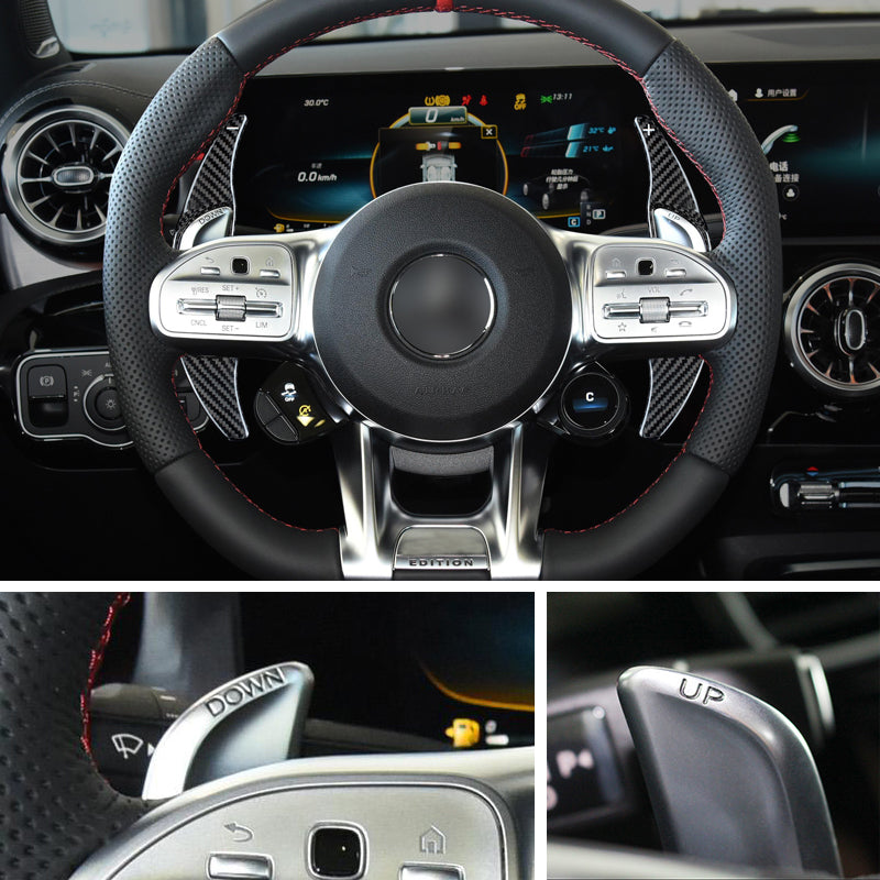 Extension palette au volant Carbone Mercedes Classe A45S - vue de face - Becquet Voiture