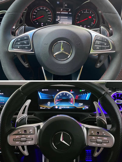 Extension palette au volant Carbone Mercedes Classe A45S W177 - vue arrière - Becquet Voiture