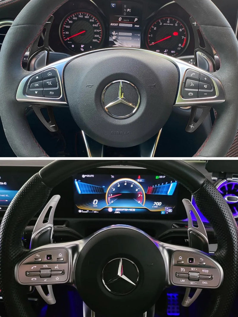 Extension palette au volant Carbone Mercedes Classe A45S W177 - vue arrière - Becquet Voiture