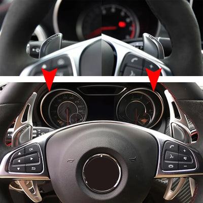 Extension palette au volant Carbone Mercedes Classe A45S W177 - vue de trois-quarts - Becquet Voiture