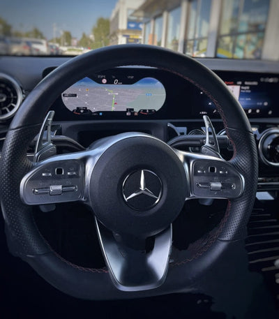 Extensions Palettes Au Volant Mercedes-Benz Classe A W177 CLA C118 - vue de profil - Becquet Voiture
