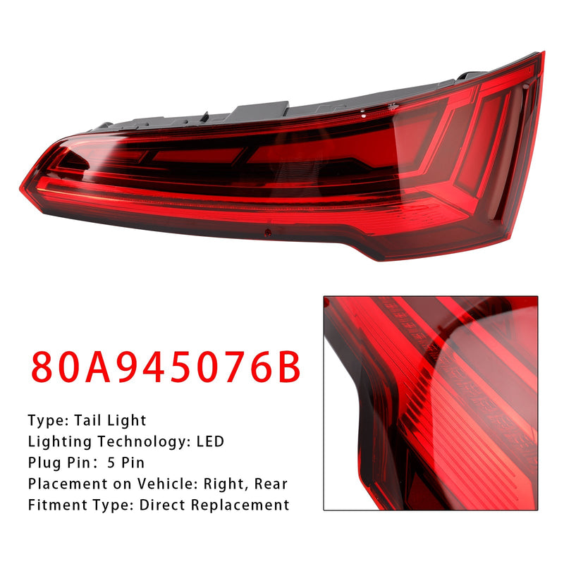 Feu Arrière Droit LED Audi Q5 MK2 Restylée 2021-2024 5 Broches - vue de profil - Becquet Voiture
