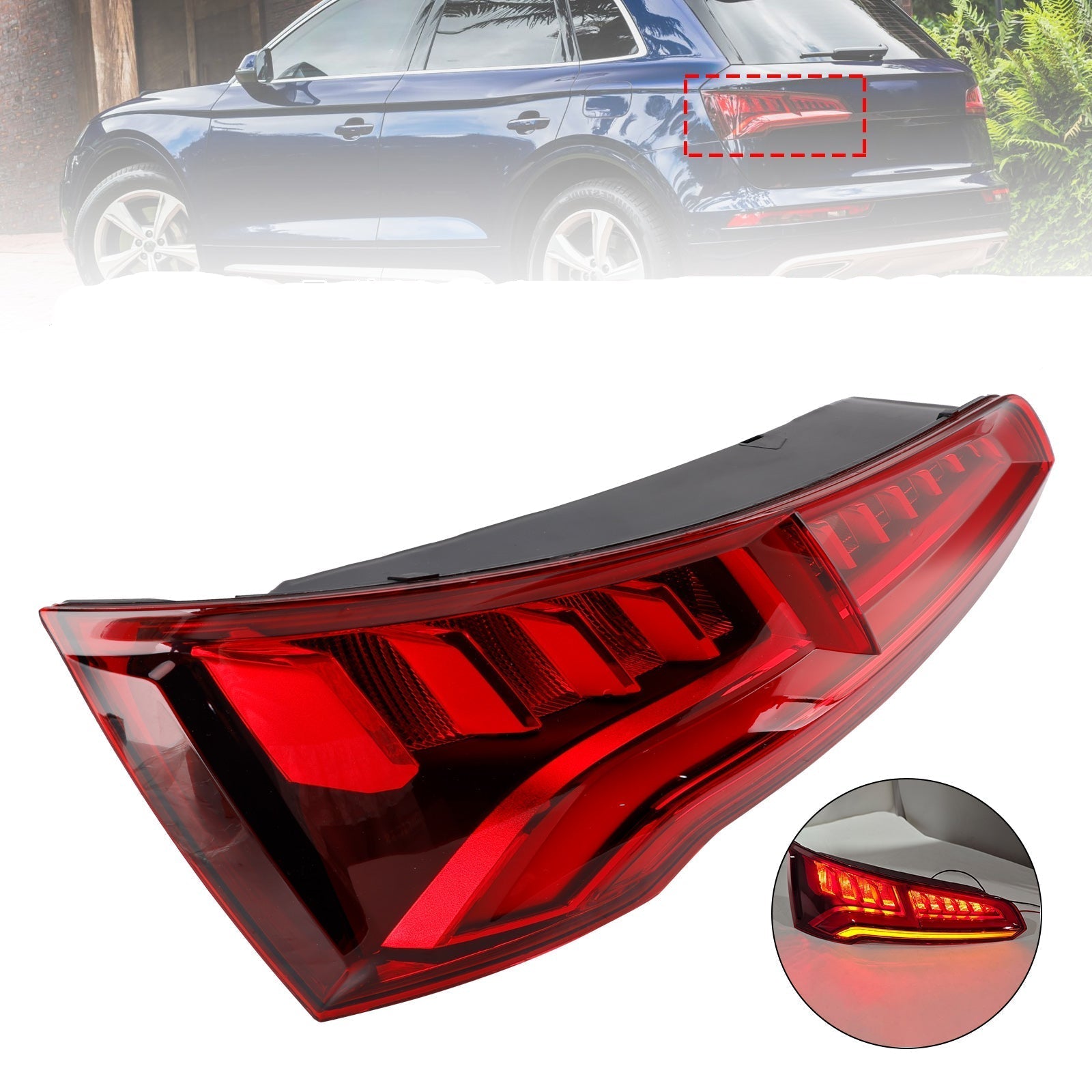 Feu Arrière Gauche LED Audi Q5 II 8W 2017-2020 Pré-Restyle - vue de face - Becquet Voiture