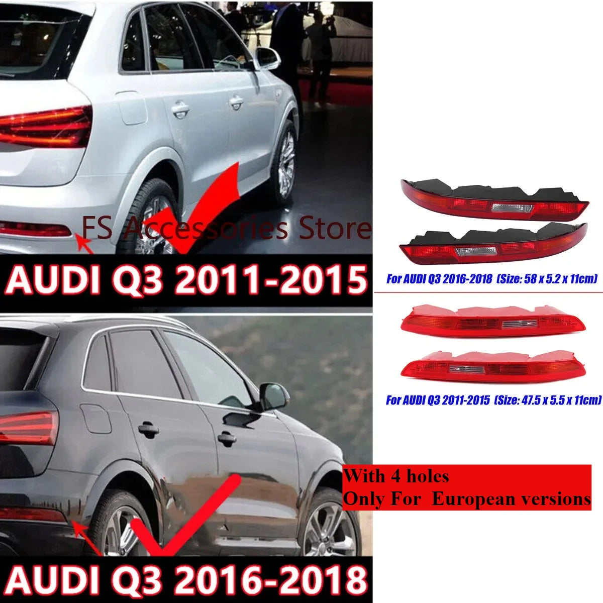 Feu Réflecteur Arrière Audi Q3 2011-2018 Stop - vue de face - Becquet Voiture