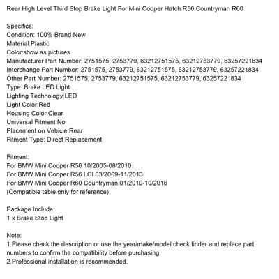 Feu Stop Arrière Haut LED pour Mini Cooper R56 R60 Countryman - vue de trois-quarts - Becquet Voiture