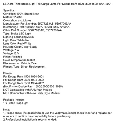 Feu Stop Arrière LED Dodge Ram 1500 2500 3500 1994-2001 - installé sur véhicule - Becquet Voiture