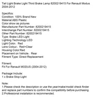 Feu Stop Arrière LED Renault Modus 2004-2012 8200219415 - vue arrière - Becquet Voiture