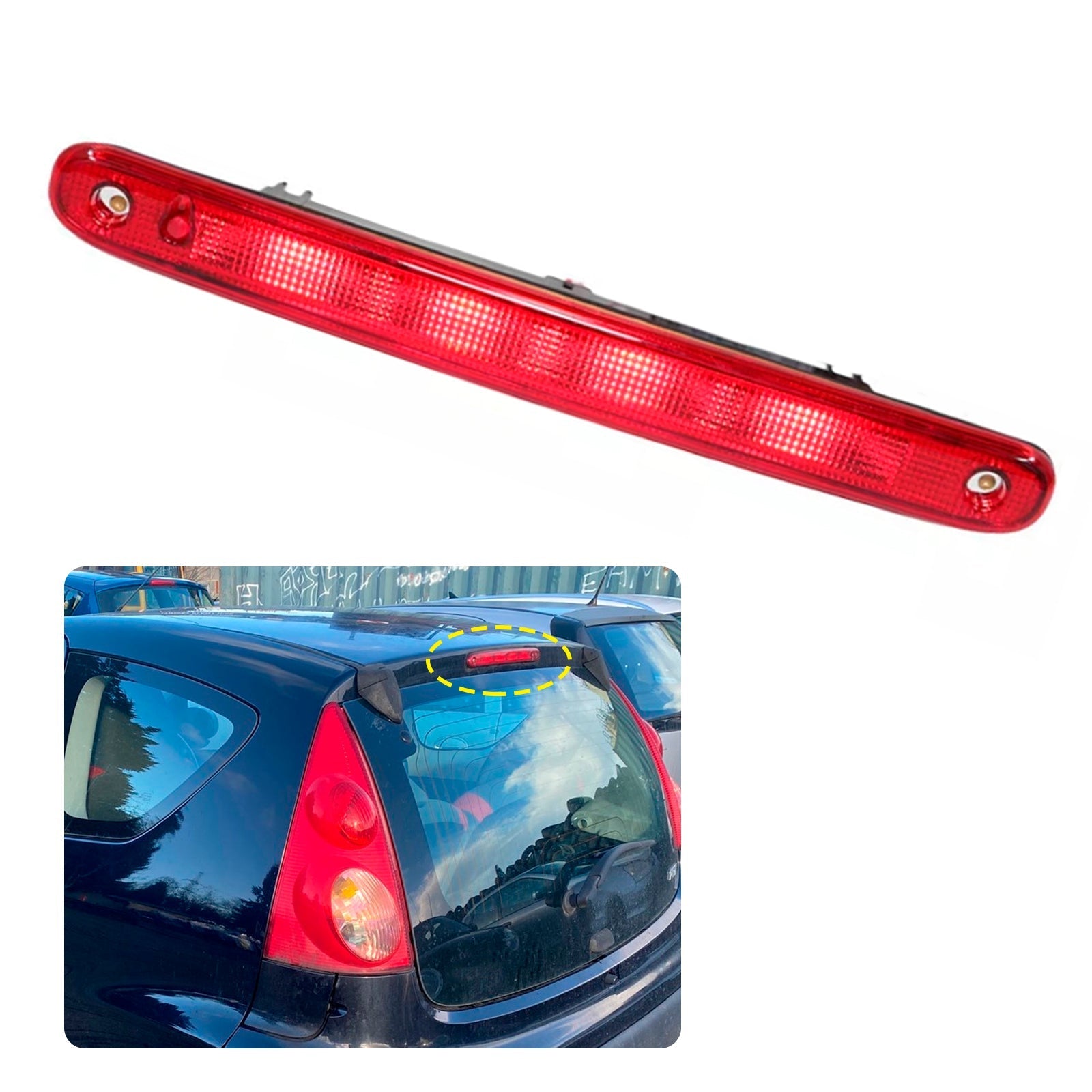 Feu Stop Arrière Rouge Haut Niveau LED Citroën C1 Peugeot - vue de face - Becquet Voiture