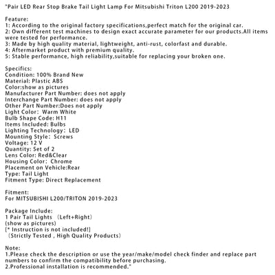 Feu Stop LED H11 Rouge Mitsubishi L200 Triton 2019-2023 - installé sur véhicule 2 - Becquet Voiture