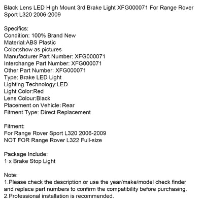Feu Stop LED Noir Range Rover Sport L320 2006-2009 - vue de dessus - Becquet Voiture