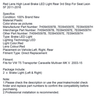 Feu Stop LED Rouge 3e Niveau VW Transporter T5 2003-2015 - détail du montage - Becquet Voiture