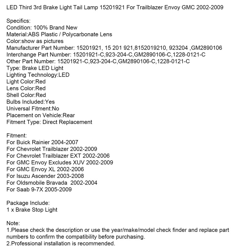 LED-Bremsleuchte Trailblazer Envoy GMC 2002–2009 15201921 - Seitenansicht 2 - Becquet Voiture