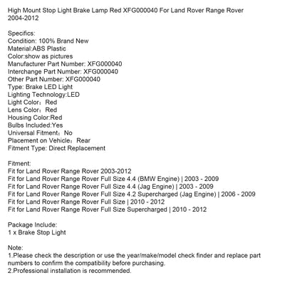 Feu Stop Surélevé LED Rouge Land Rover Range Rover 2003-2012 XFG000040 - installé sur véhicule 2 - Becquet Voiture