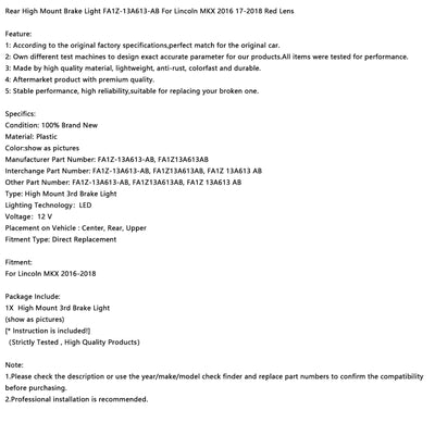 Feu Stop Surélevé Lincoln MKX 2016-2018 Rouge FA1Z-13A613-AB - installé sur véhicule - Becquet Voiture