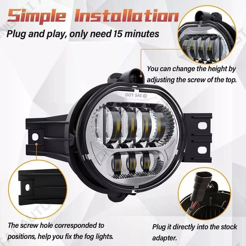Feux Antibrouillard LED Dodge Ram 1500 2002-2008 Paire - vue arrière - Becquet Voiture