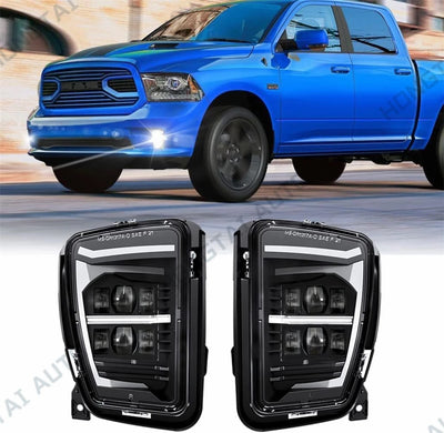 Feux Antibrouillard LED Dodge Ram 1500 2013-2022 DRL Diurne - détail du montage - Becquet Voiture
