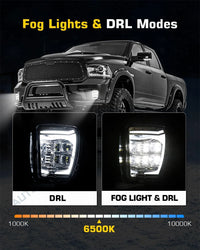 Feux Antibrouillard LED Dodge Ram 1500 2013-2022 DRL Diurne - vue arrière - Becquet Voiture