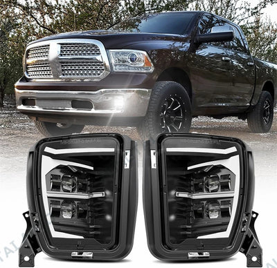 Feux Antibrouillard LED Dodge Ram 1500 2013-2022 DRL Diurne - vue de face - Becquet Voiture
