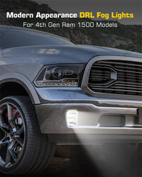 Feux Antibrouillard LED Dodge Ram 1500 2013-2022 DRL Diurne - vue de profil - Becquet Voiture