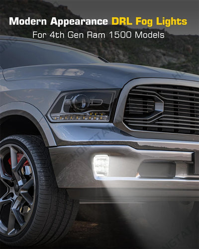 Feux Antibrouillard LED Dodge Ram 1500 2013-2022 DRL Diurne - vue de profil - Becquet Voiture