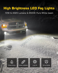 Feux Antibrouillard LED Dodge Ram 1500 2013-2022 DRL Diurne - vue de trois-quarts - Becquet Voiture