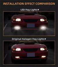 Feux Antibrouillard LED Ford Mustang GT SN95 1999-2004 - vue de trois-quarts - Becquet Voiture