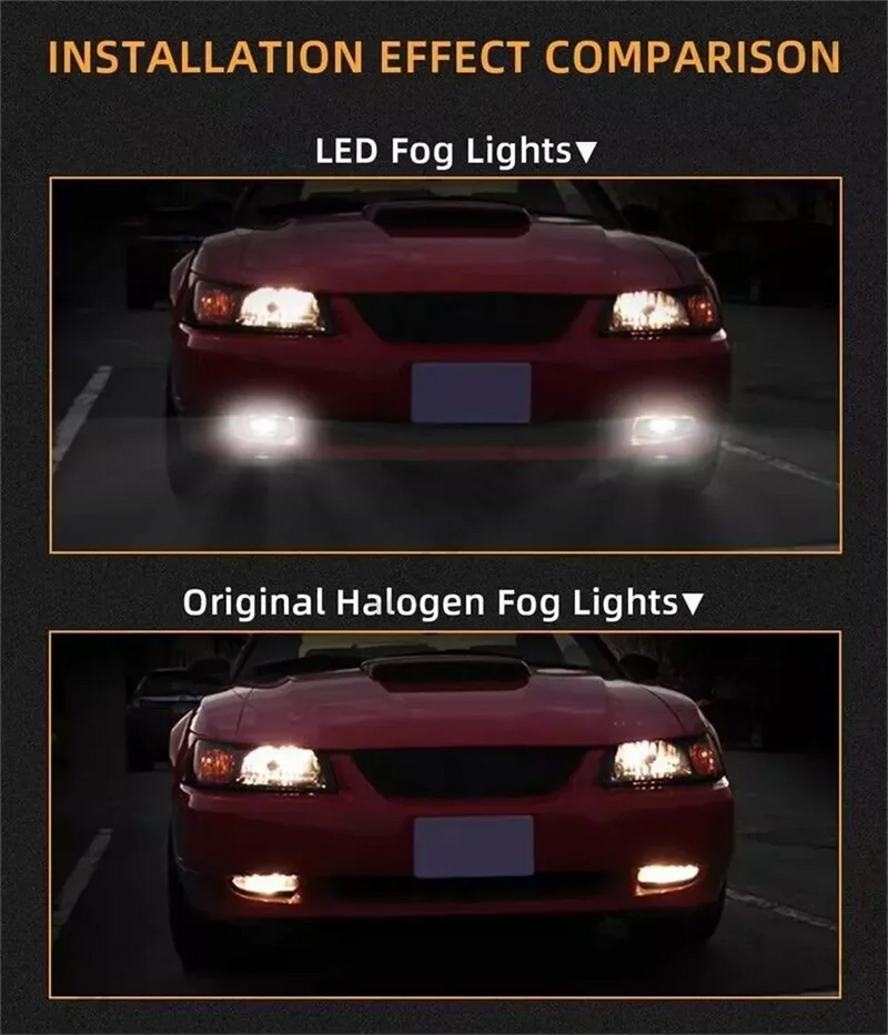 Feux Antibrouillard LED Ford Mustang GT SN95 1999-2004 - vue de trois-quarts - Becquet Voiture