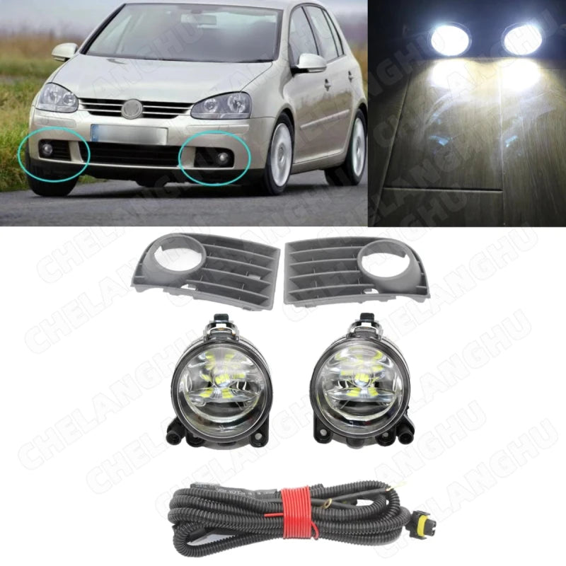 Feux Antibrouillard LED Volkswagen Golf 5 MK5 2004-2009 - vue de face - Becquet Voiture