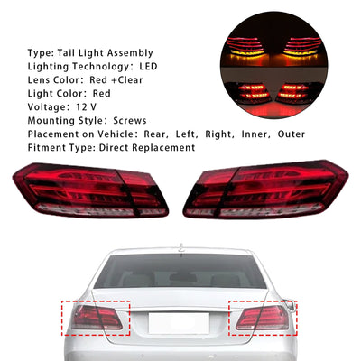 Feux arrière à LED (4 pièces) pour Mercedes-Benz Classe E W212 Berline restylée (2013-2015) - vue de trois-quarts - Becquet Voiture