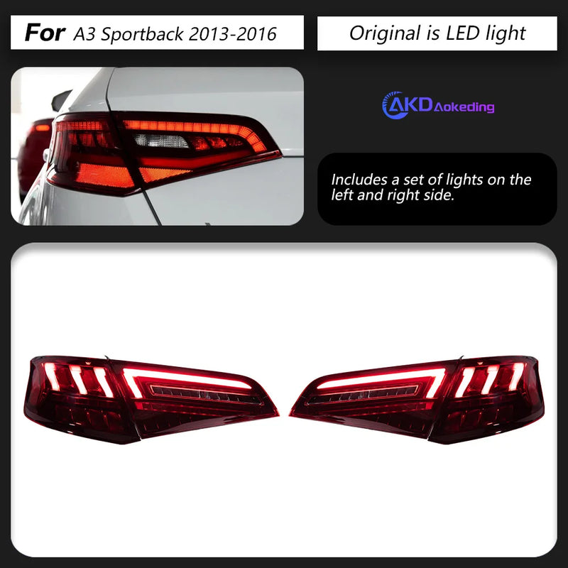 LED-Rückleuchten Audi A3 8V Sportback 2013-2016 - Nahansicht - Becquet Voiture