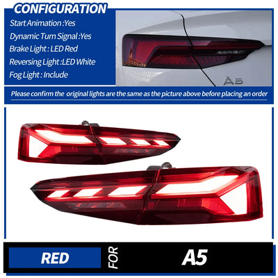 Feux Arriere LED Audi A5 S5 2008-2020 4 Pieces - en situation - Becquet Voiture