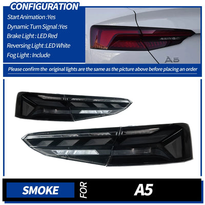 Feux Arriere LED Audi A5 S5 2008-2020 4 Pieces - vue de face 2 - Becquet Voiture