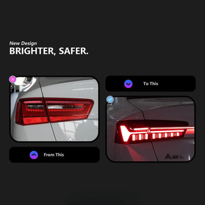 Feux Arrière LED Audi A6 C7 (2012-2015) Plug & Play Dynamique - vue arrière - Becquet Voiture