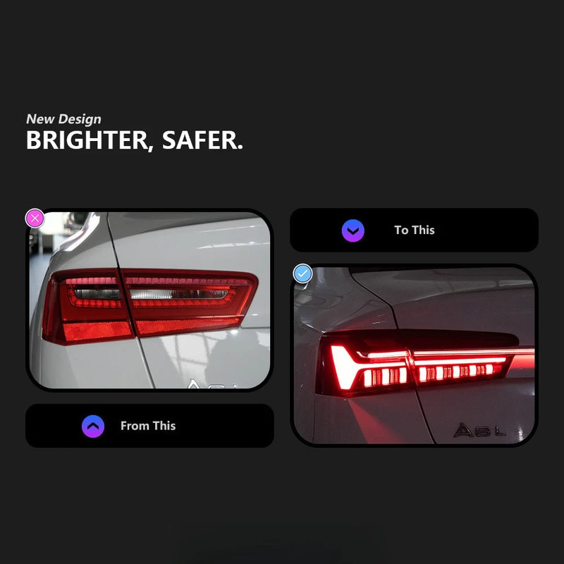 LED-Rückleuchten Audi A6 C7 (2012–2015) Plug & Play dynamisch - Rückansicht - Becquet Voiture