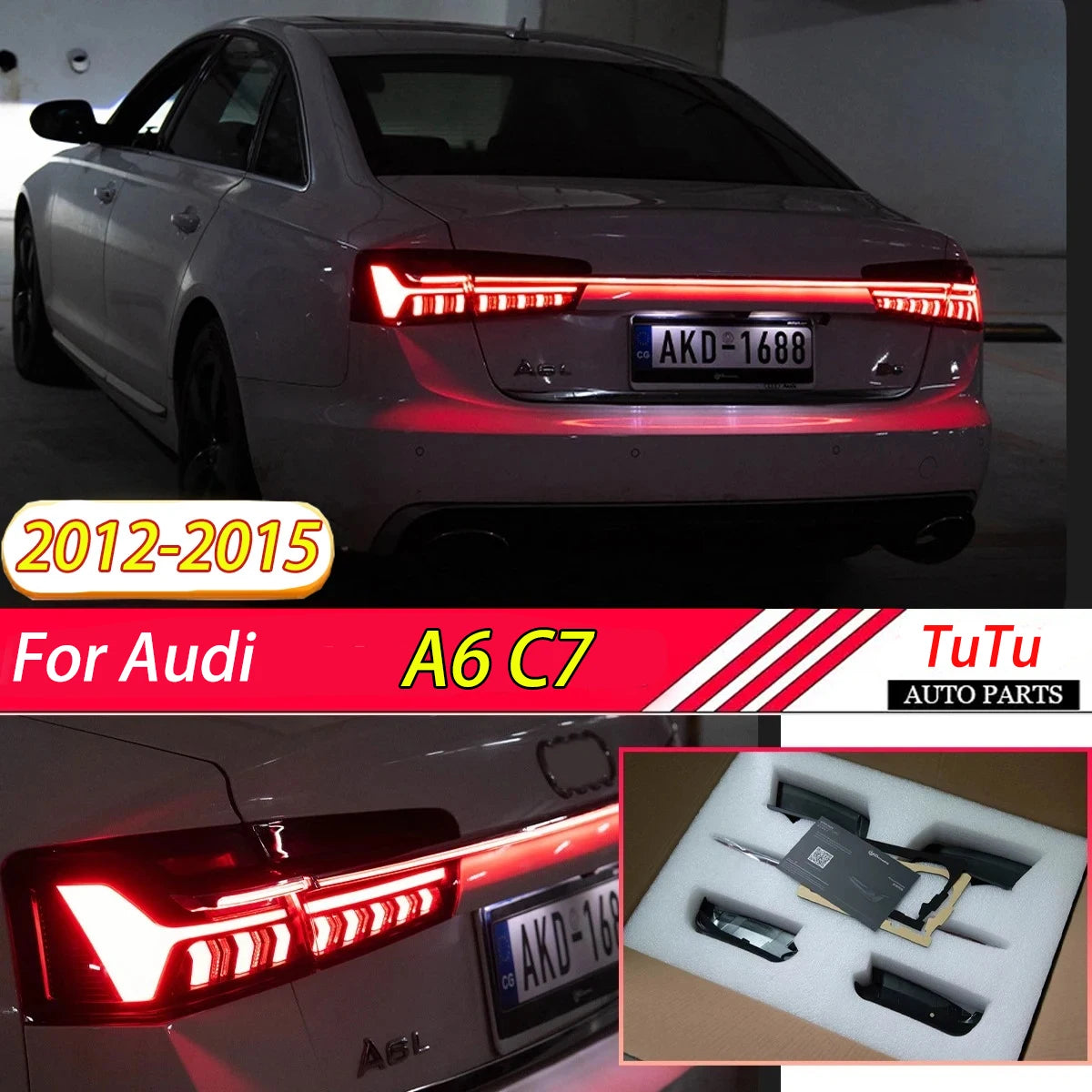 Feux Arrière LED Audi A6 C7 (2012-2015) Plug & Play Dynamique - vue de face - Becquet Voiture