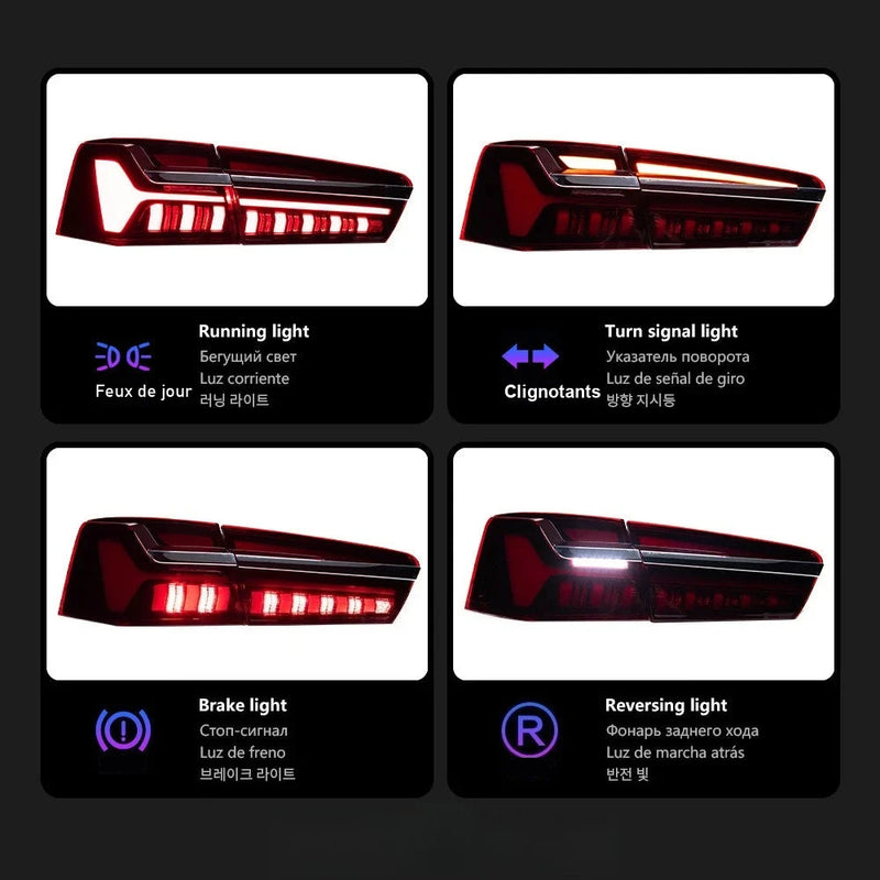 LED-Rückleuchten Audi A6 C7 (2012–2015) Plug & Play dynamisch - Dreiviertelansicht - Becquet Voiture